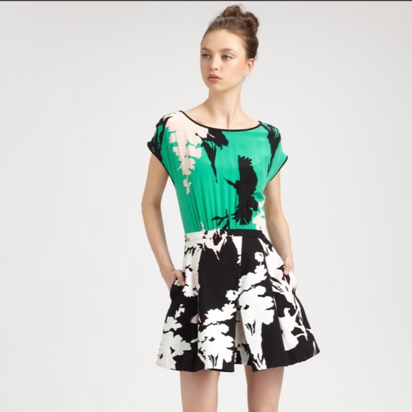green floral skater dress